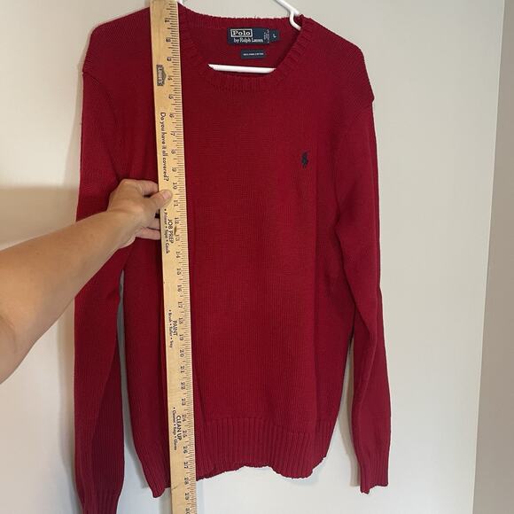 Polo Ralph Lauren Sweater Mens Large Crewneck Pima Cotton Red Pony Embroidered - Picture 5 of 8